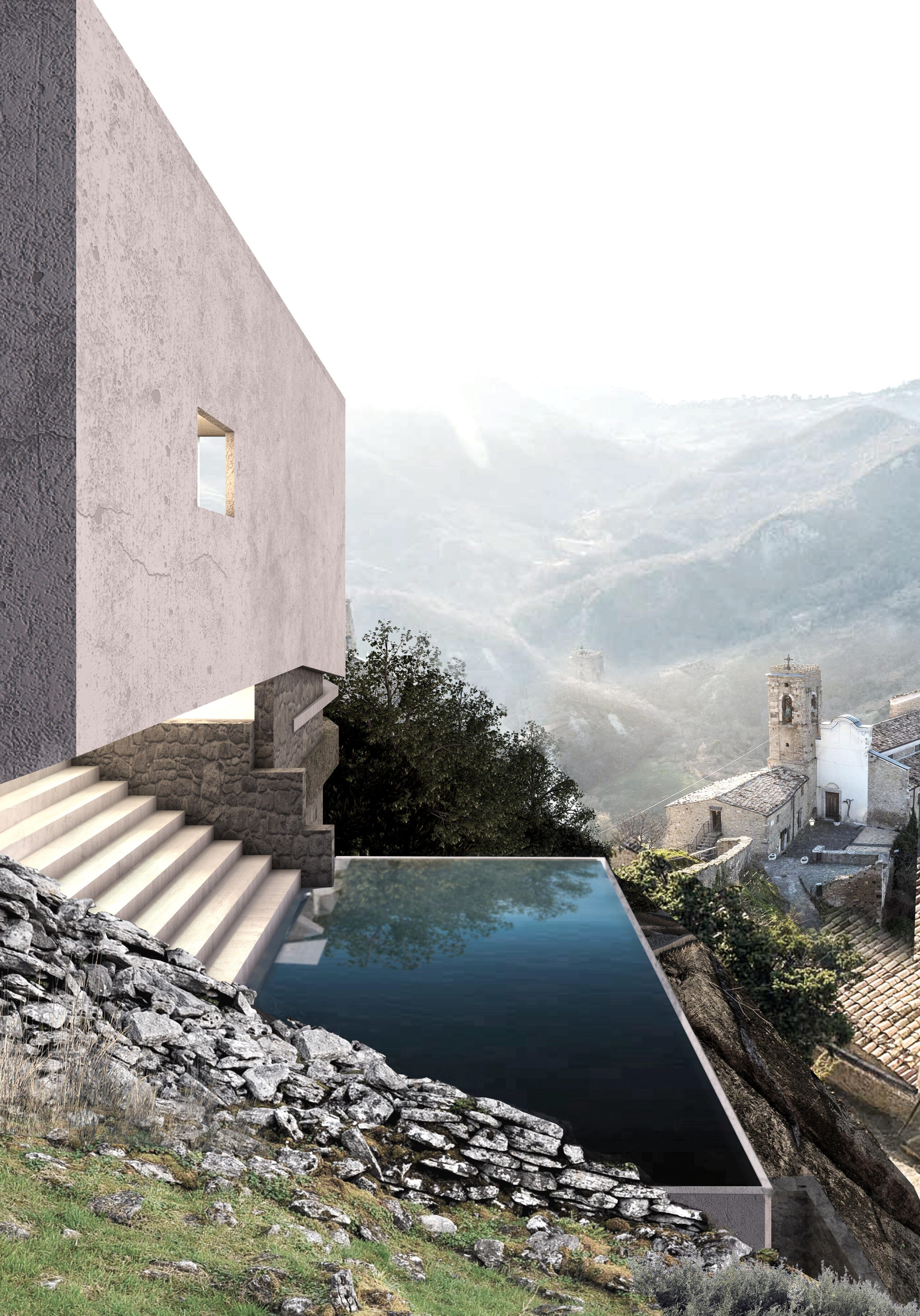 Infinity pool render in Italy by YMAGES. Architect visualization and design.