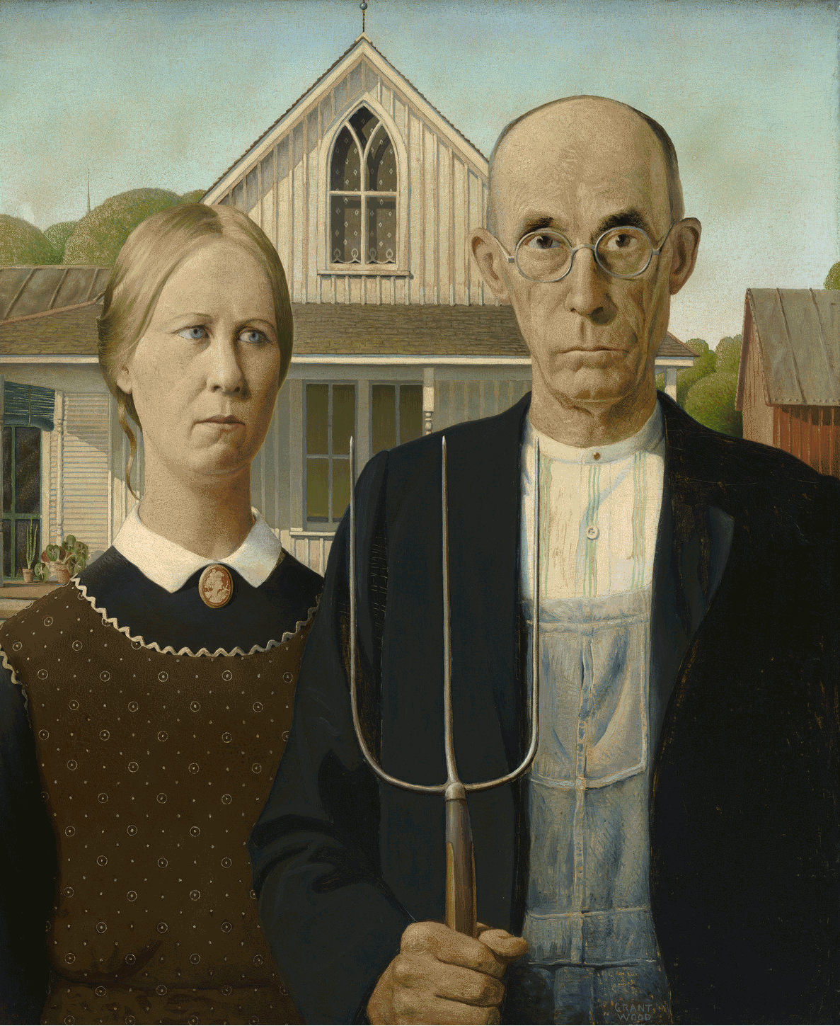 GRANT WOOD_AMERICAN GOTHIC. RE-YMAGINED Project by YMAGES. Famous painting recreated in 3D.