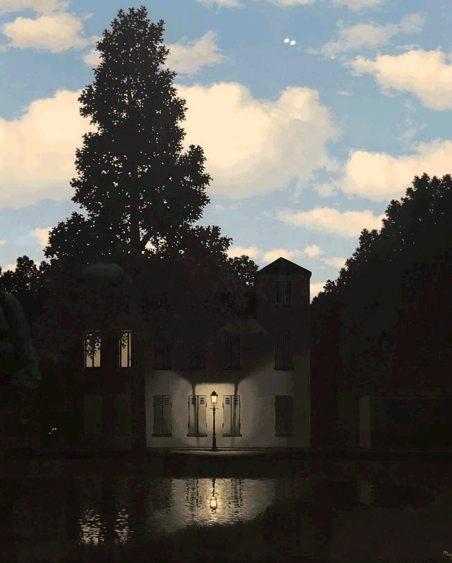 RENE-MAGRITTE_THE-EMPIRE-OF-LIGHT. RE-YMAGINED Project by YMAGES. Famous painting recreated in 3D.